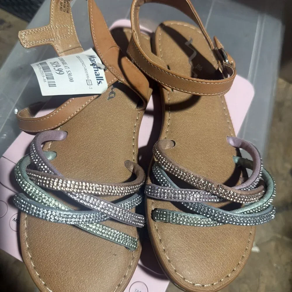 Girls Nina Sandal, Style#544177, Size 14Color Tan